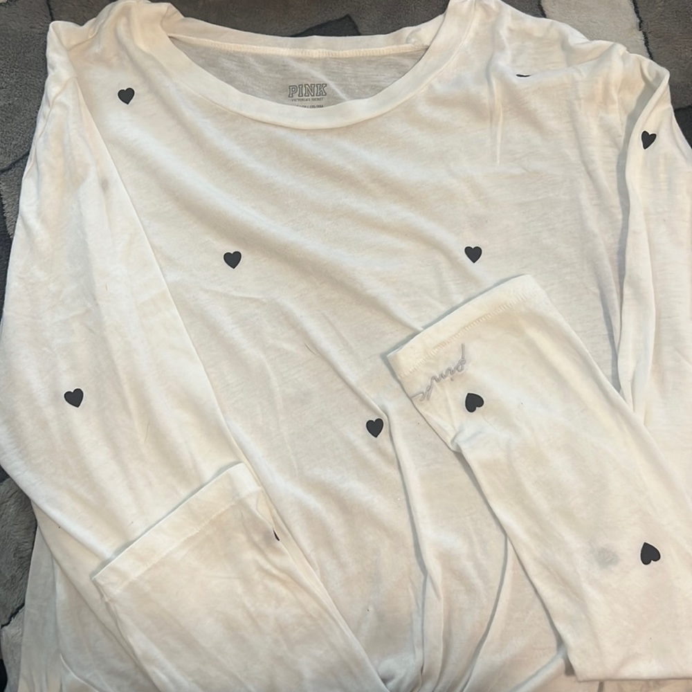 Pink brand white and black hearts all over shirt. Never woren